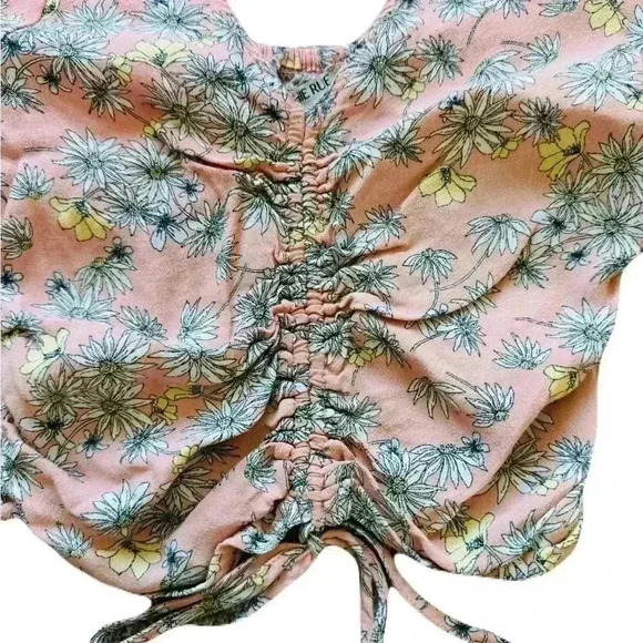 Women's Sophie Rue Ruched Crop Top Dusty Mauve Floral, Size Extra Small Pink - Picture 4 of 6